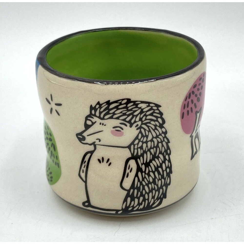 Lucky Hedgehog Cup Mini by The Bowl Maker California Art Pottery Green 2”